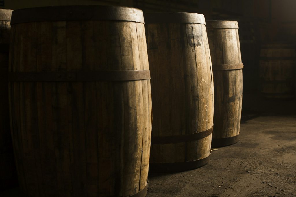Wooden whisky casks